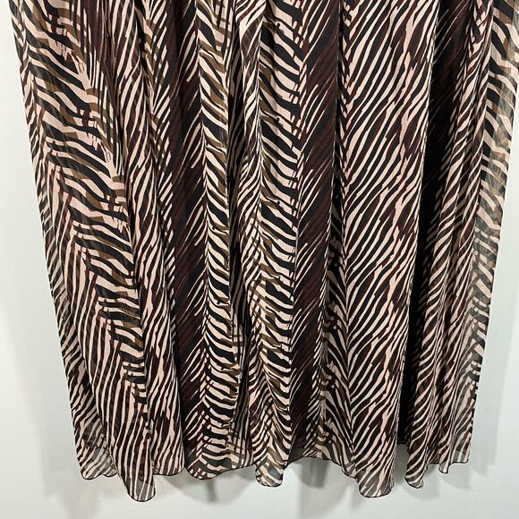Vtg Y2K Grace Elements Brown Animal Print Chiffon Pleated Midi Skirt Size 2X - Picture 4 of 5